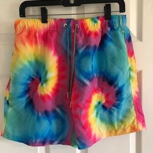 Boardies Apparel Rainbow Tie Dye Unlined Swim Trunks Water Shorts Men's Size M
